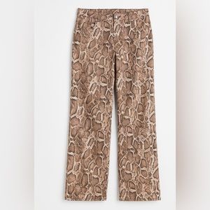 Wide Leg Snakeskin Patterned Pants